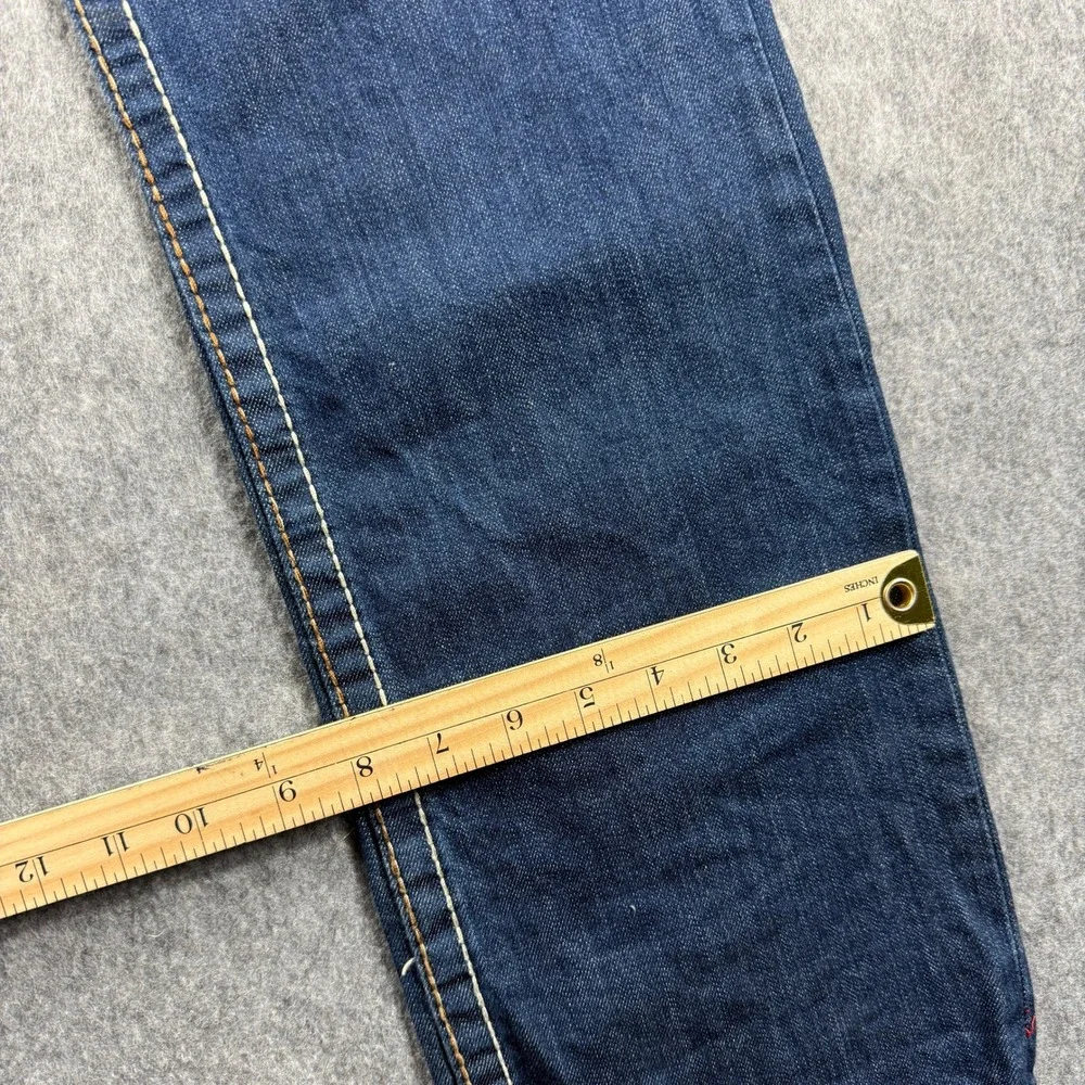 True Religion Mens 32x33 RICKY Flap Big T Straight Leg Jeans Dark‎ Wash USA Y2K